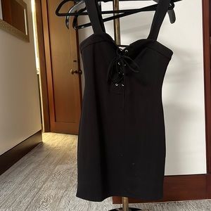Great mini black dress with lace at the front!